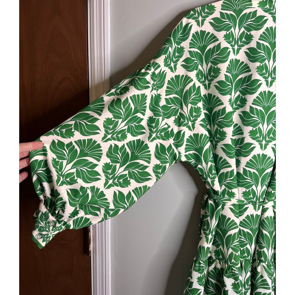 Alex Marie NWOT Green Tie Tropical Oasis Floral Print Mini Wren Dress - Size 18 - Picture 9 of 11